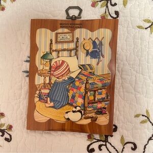 Vintage “Child Praying by Bed” Wooden Wall Plaque